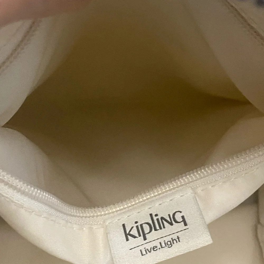 Kipling City Navy and White Chevron Patterned Backpack Water Resistant